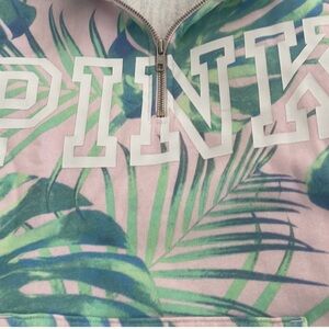 VS PINK tropical quarter zip sweater with one full pocket